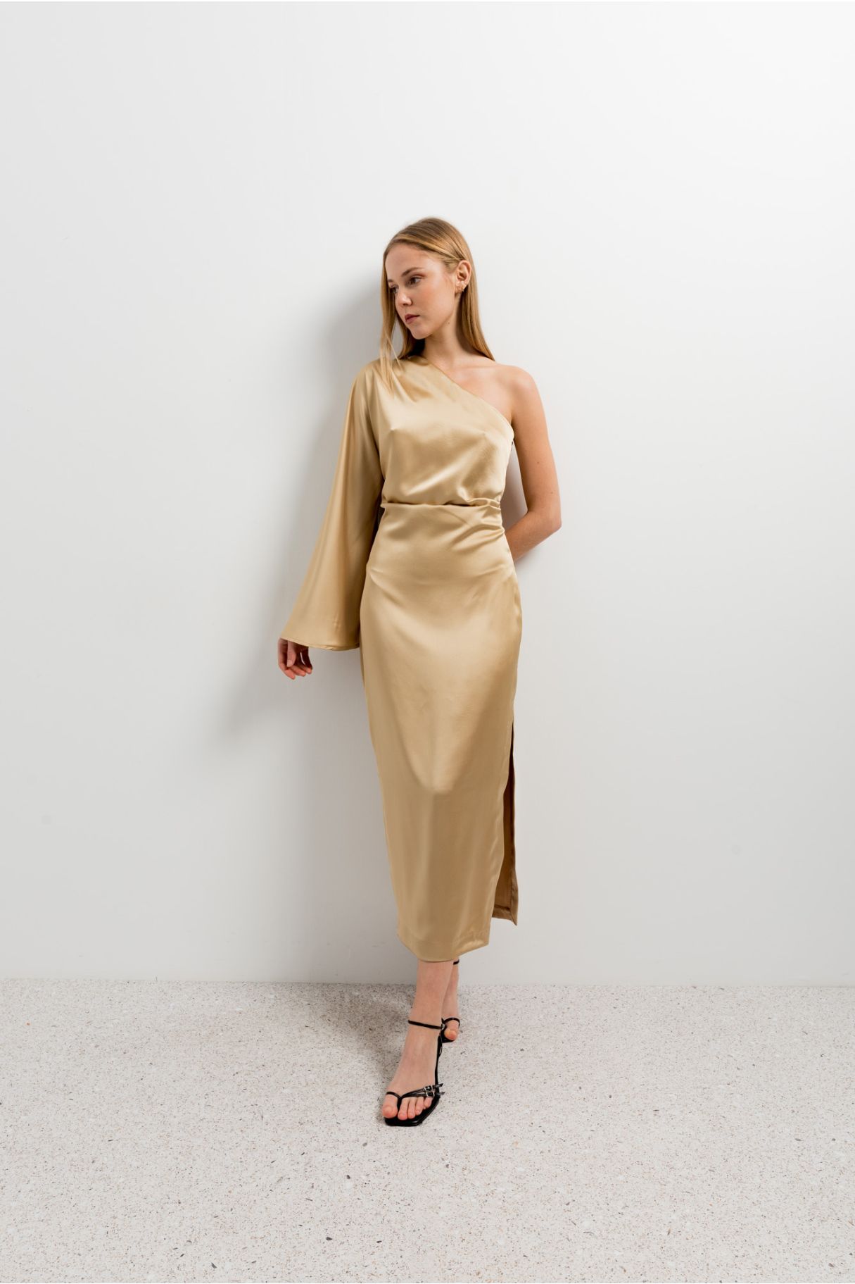 Vestido Cerimónia Midi Gold