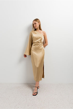 Vestido Cerimónia Midi Gold