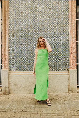 Vestido Midi Linho Verde