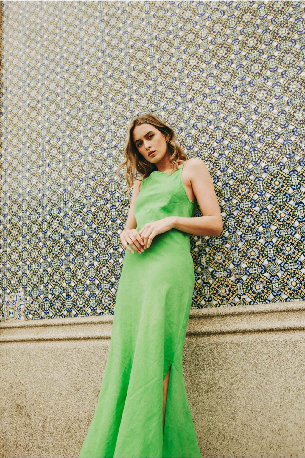Vestido Midi Linho Verde