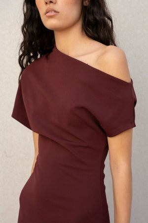 Vestido de Festa Midi Bordeaux