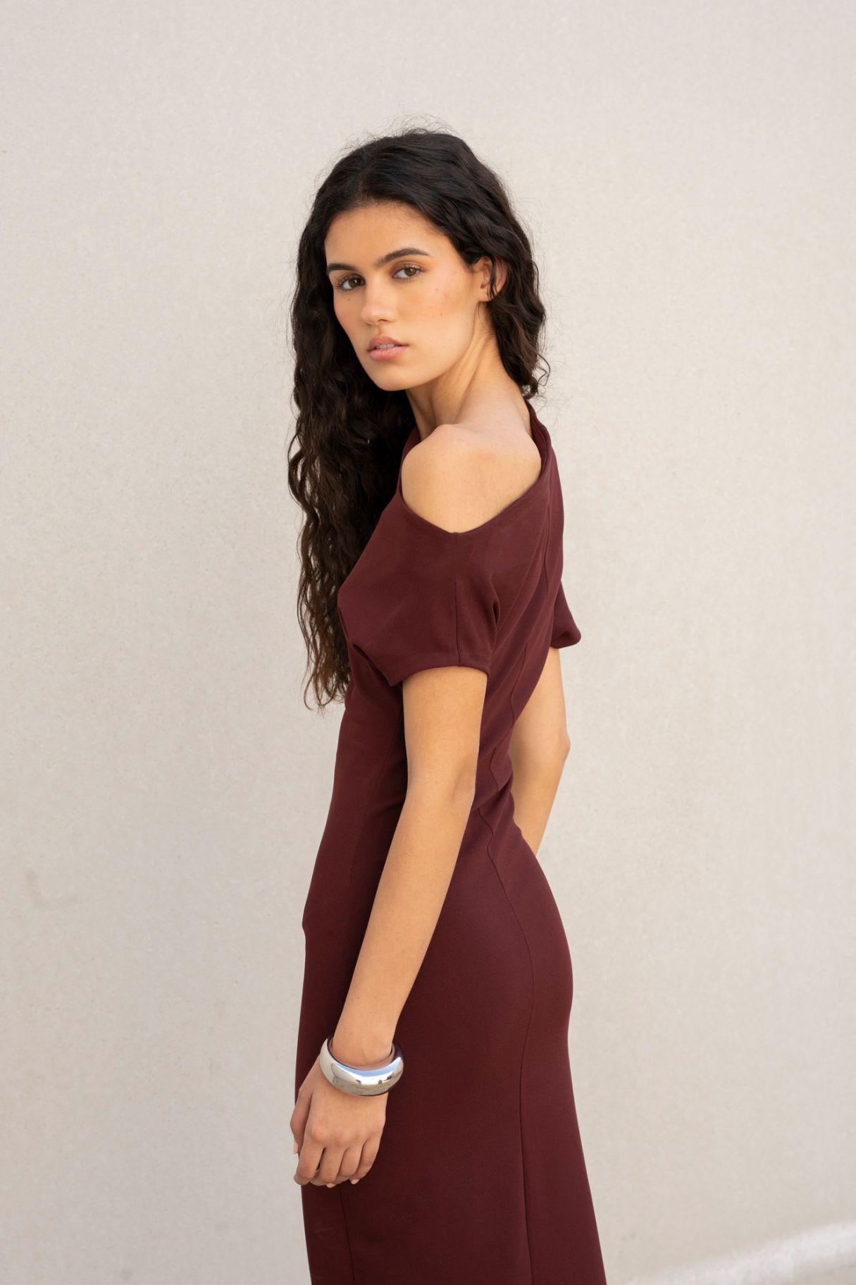 Vestido de Festa Midi Bordeaux