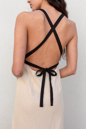 Vestido de Linho Bicolor