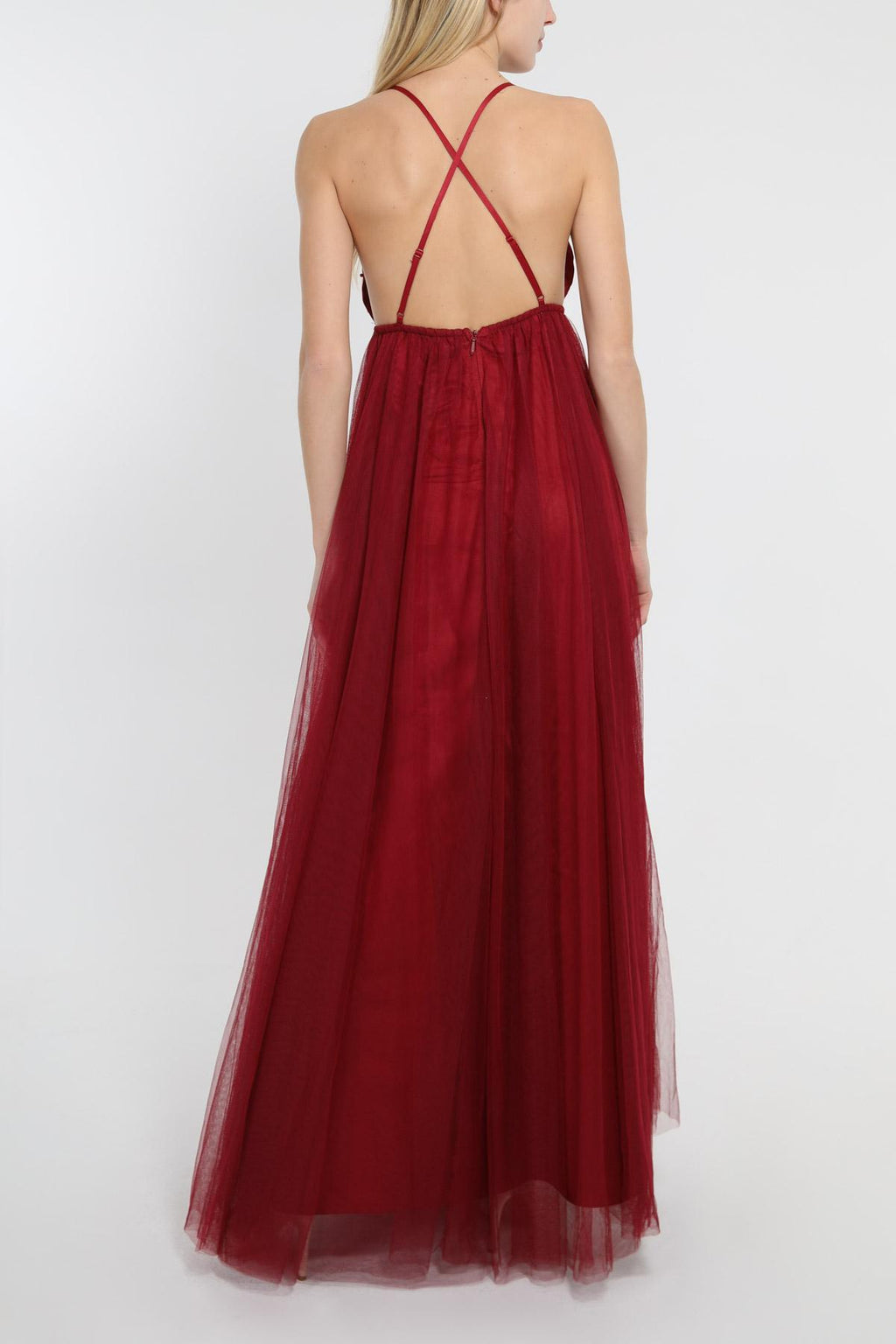 Vestido de Cerimónia Alças Bordeaux