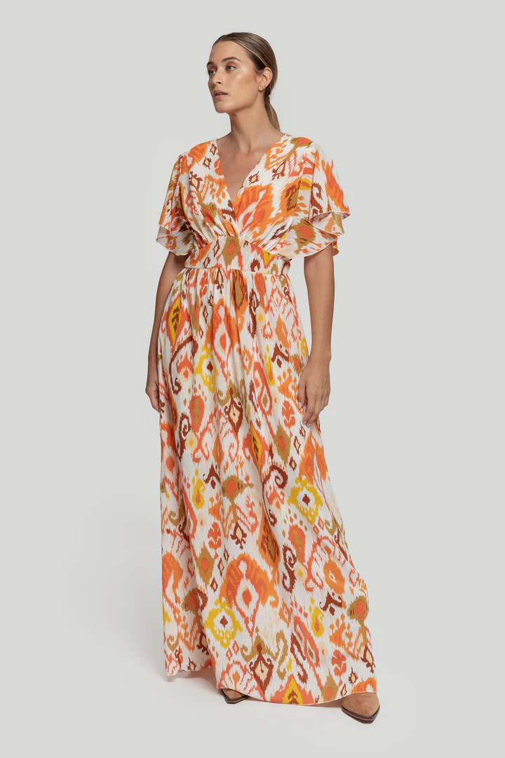 Vestido Longo Estampado Outono
