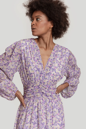 Vestido Floral Lilás Longo