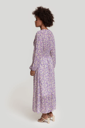 Vestido Floral Lilás Longo