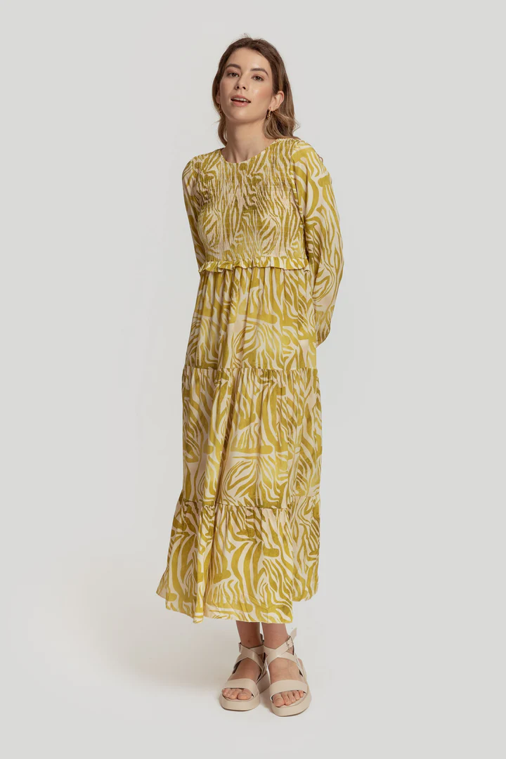 Vestido Midi Estampado Olive