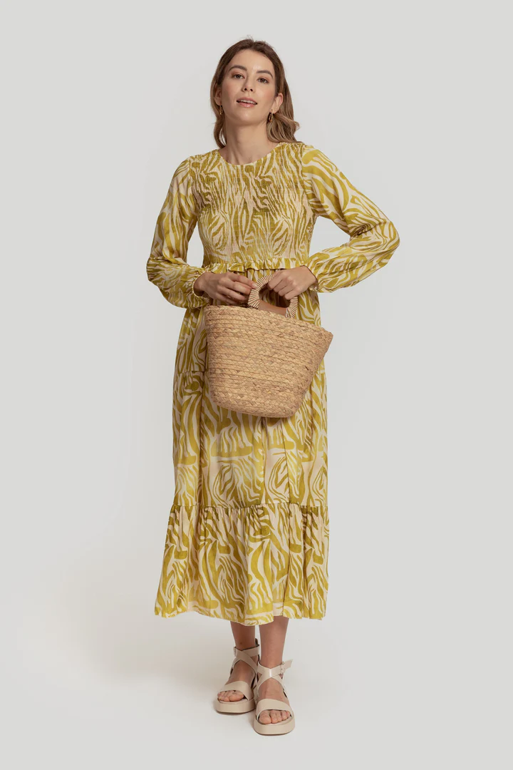 Vestido Midi Estampado Olive