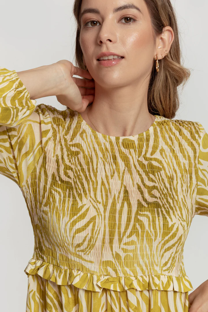 Vestido Midi Estampado Olive