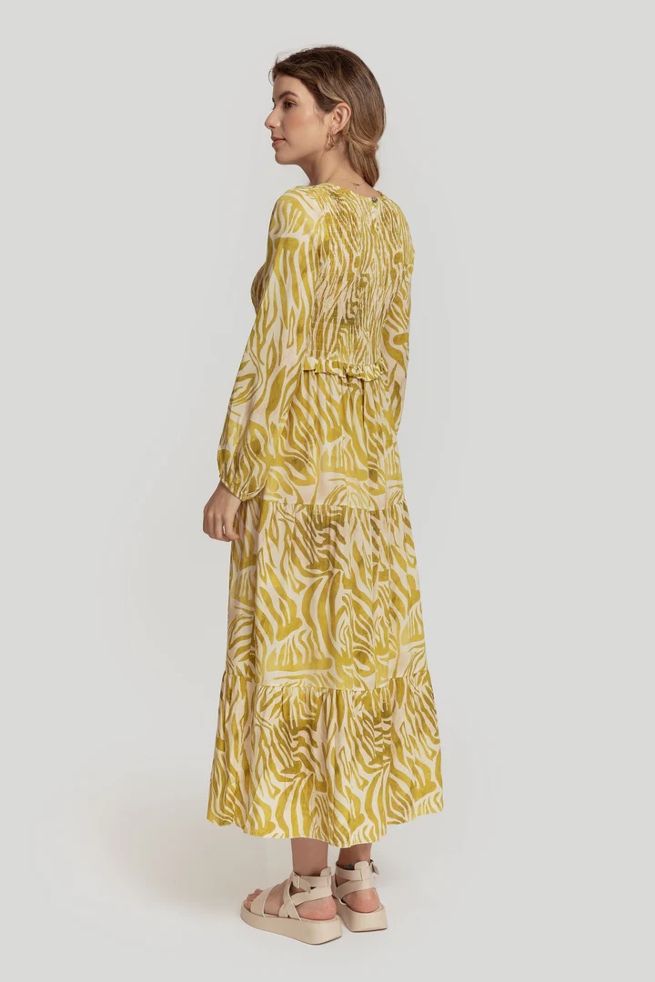 Vestido Midi Estampado Olive