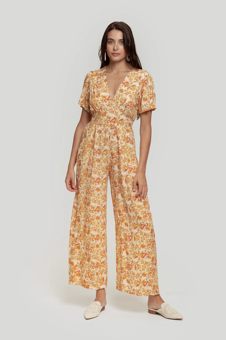 Macacão Verona Floral Cintura Definida