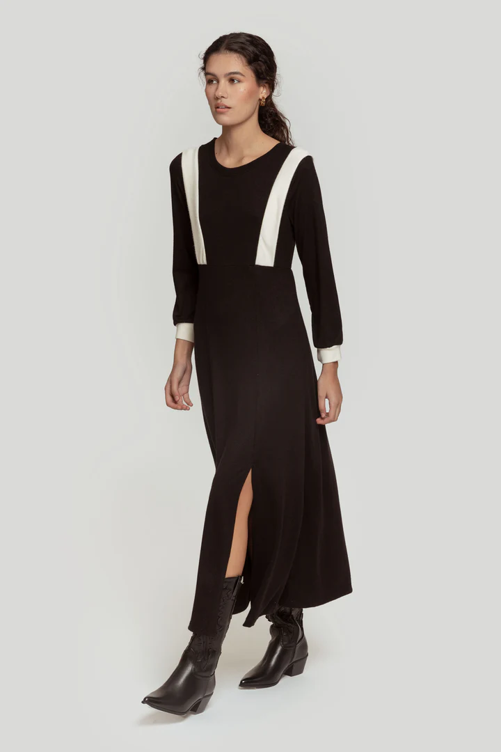 Vestido de Malha Preto e Branco