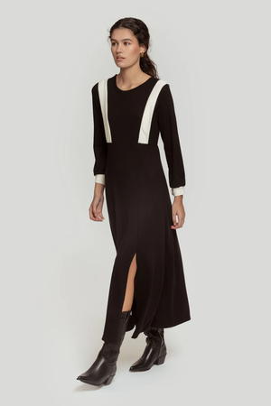 Vestido de Malha Preto e Branco