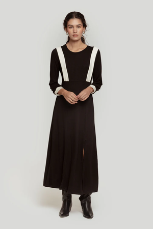 Vestido de Malha Preto e Branco