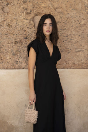 Vestido Midi Popelin Preto