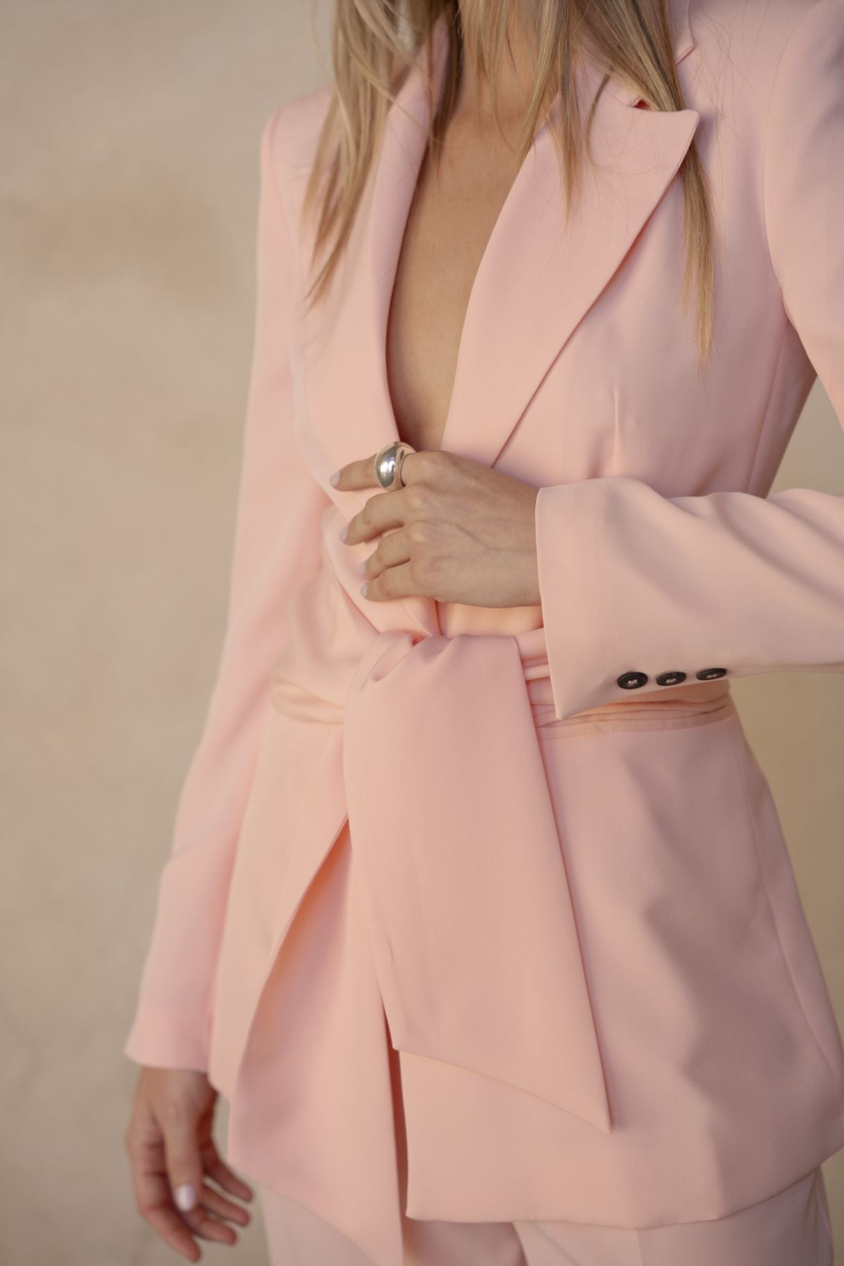 Blazer Cerimónia Cinto Rosa