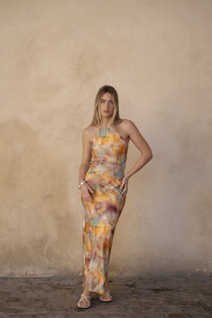 Vestido Cerimónia Halter Estampado