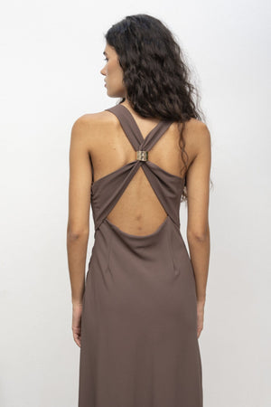 Vestido de Festa Midi Bronze