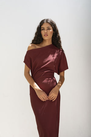 Vestido de Festa Midi Bordeaux