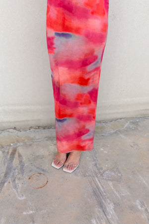 Vestido Comprido Estampado Rosa