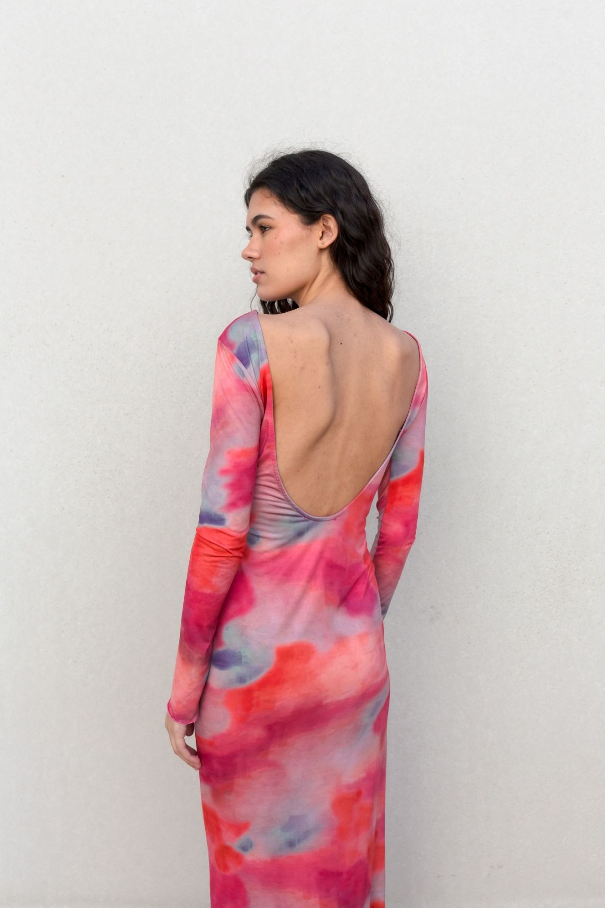 Vestido Comprido Estampado Rosa