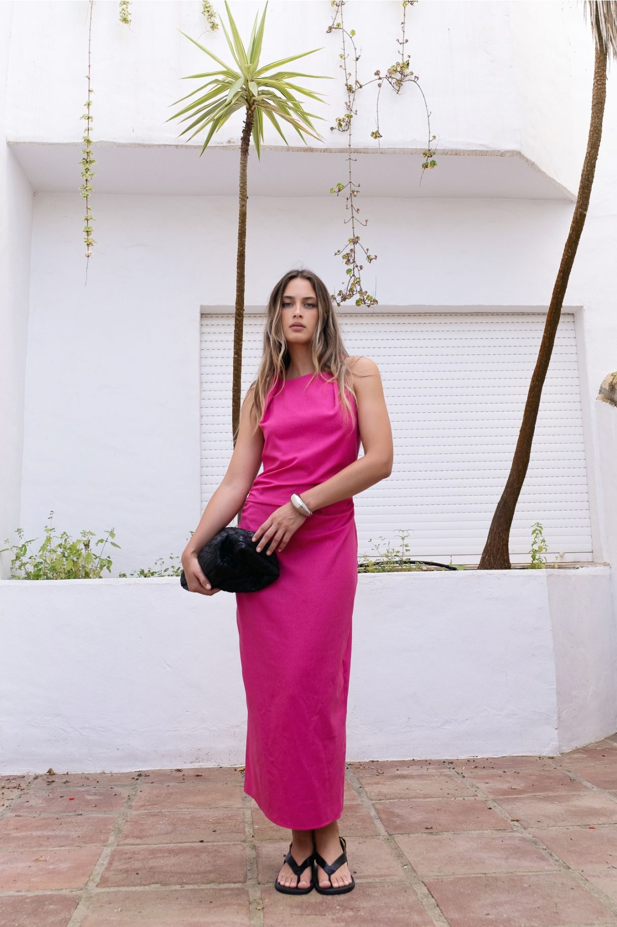 Vestido de Linho Rosa
