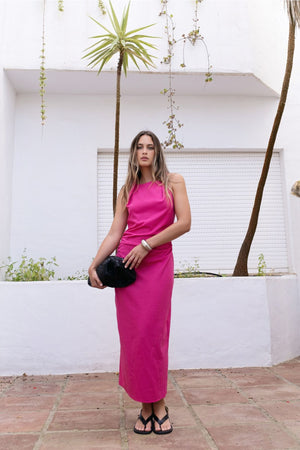 Vestido de Linho Rosa