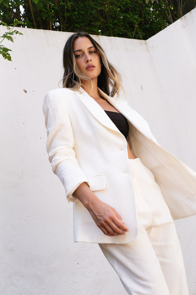Blazer Fato Linho Branco