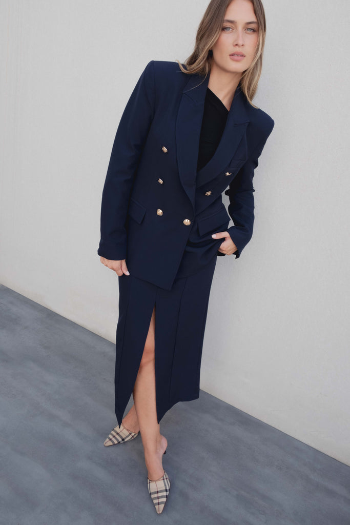 Blazer Azul Marinho Botões Dourados