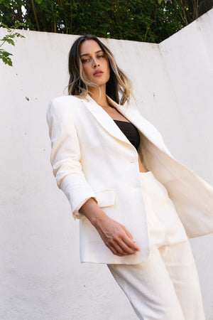 Blazer Fato Linho Branco