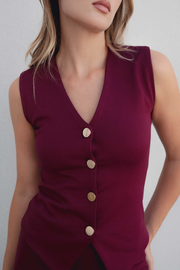 Blusa de Malha Conjunto Bordeaux