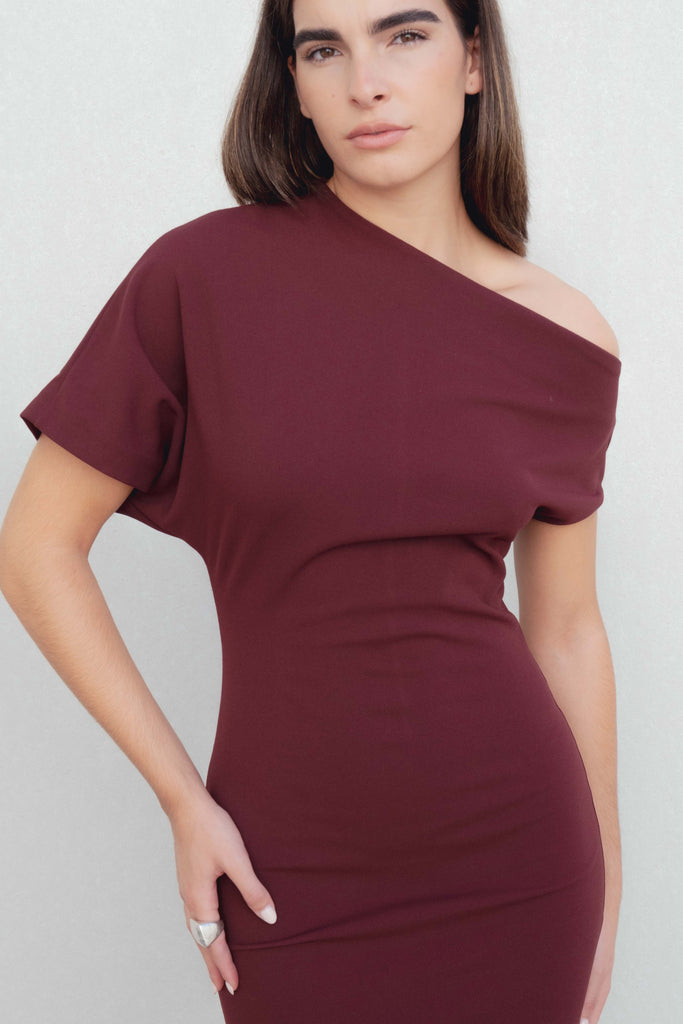 Vestido de Festa Midi Bordeaux