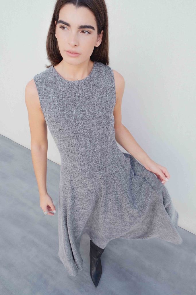 Vestido Midi Alfaiataria Cinza