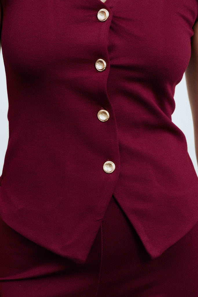 Blusa de Malha Conjunto Bordeaux