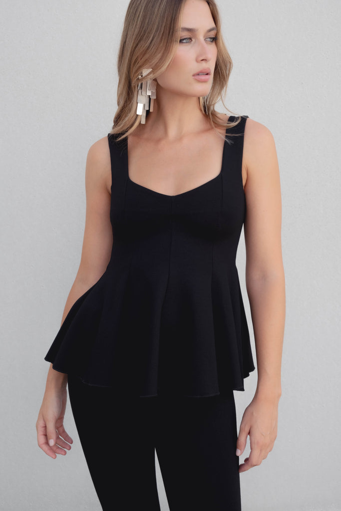 Top Malha Peplum Preto
