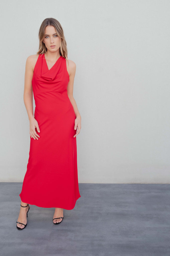 Vestido de Festa Vermelho Pormenor Costas