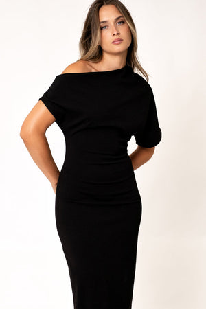 Vestido Midi Assimétrico Preto