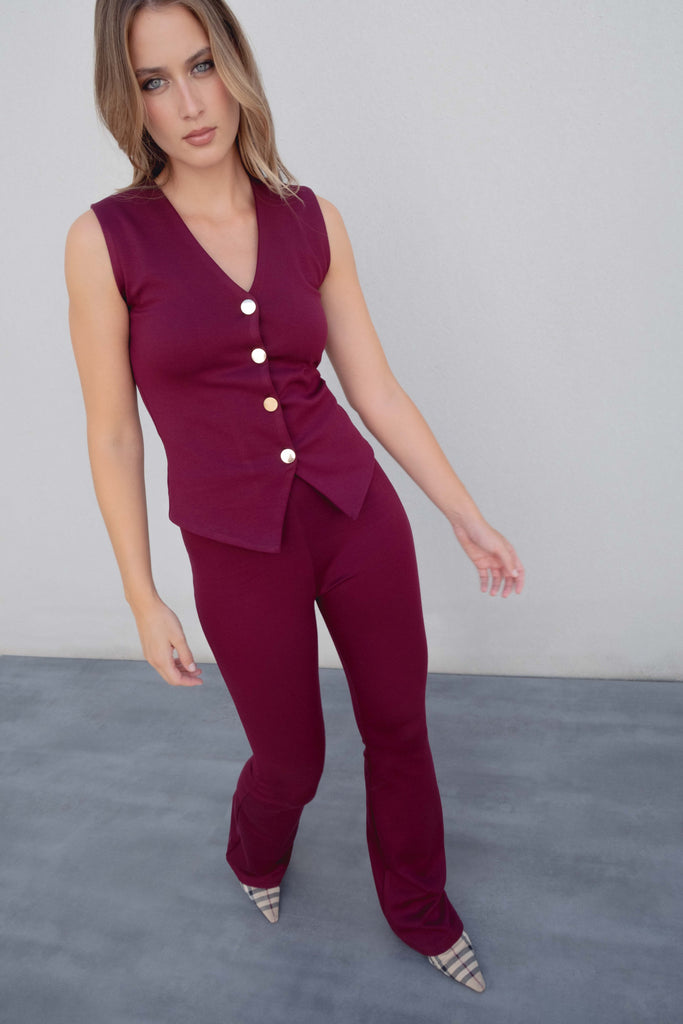 Blusa de Malha Conjunto Bordeaux