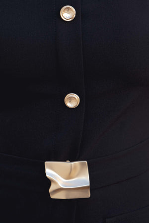 Vestido Midi Elegante Botões e Fivela