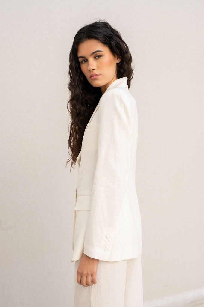 Blazer Fato Linho Branco