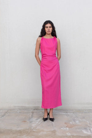 Vestido de Linho Rosa