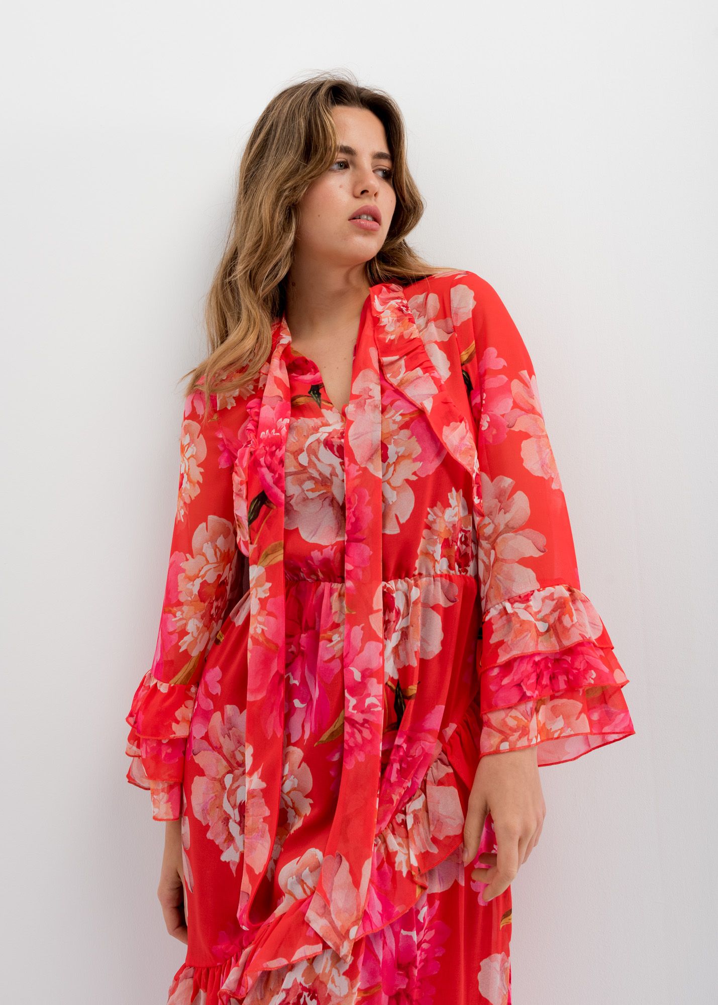 Vestido Estampado Floral Folhos