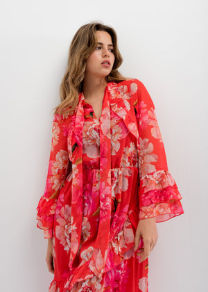 Vestido Estampado Floral Folhos