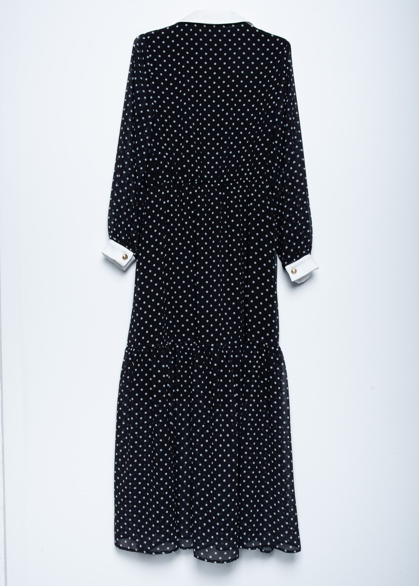 Vestido Longo Polka Dot Gola - Queen V