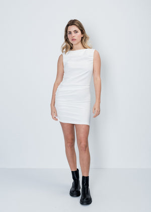 Vestido Curto Drapeado Branco - Queen V