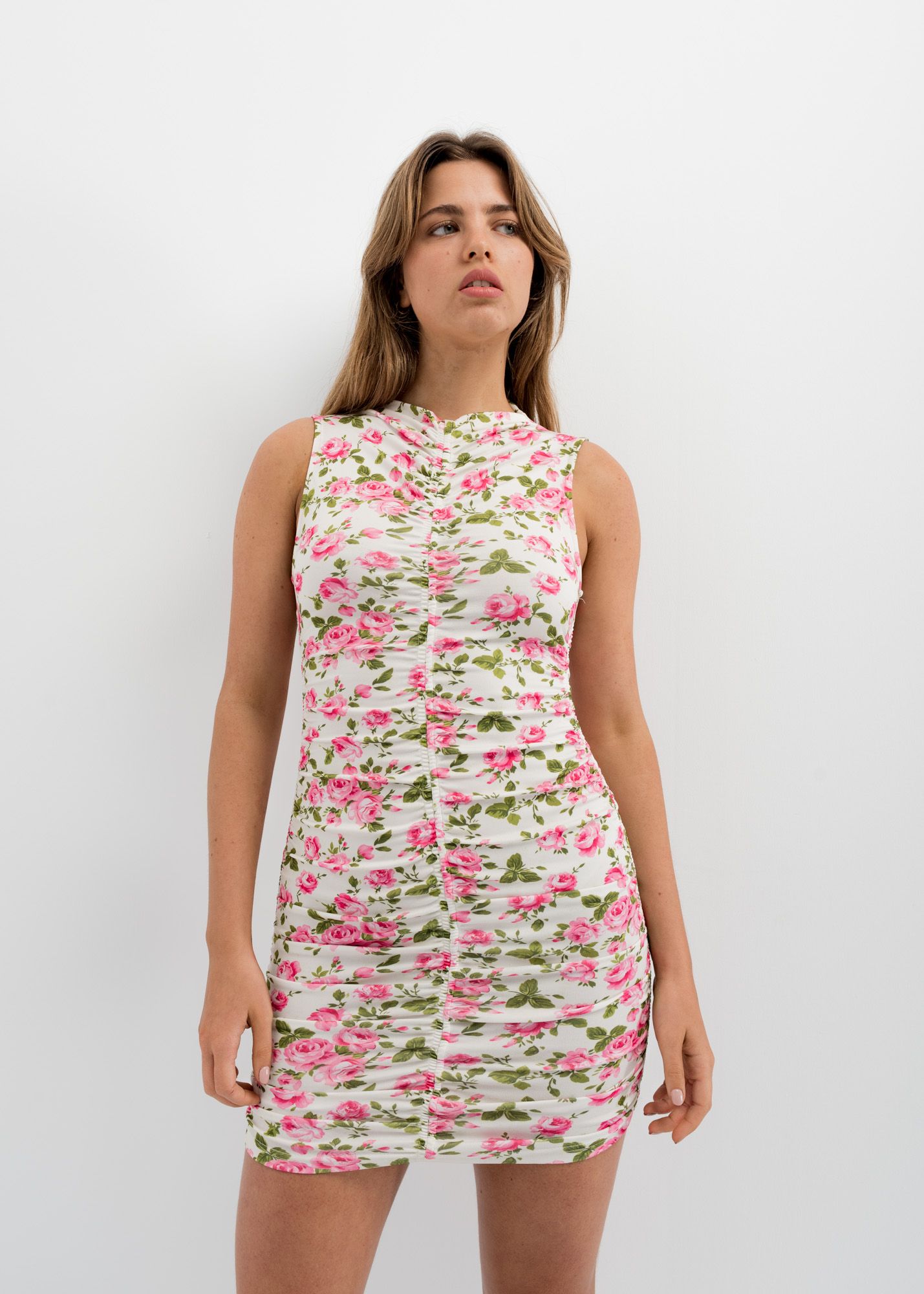 Vestido Drapeado Estampado Floral