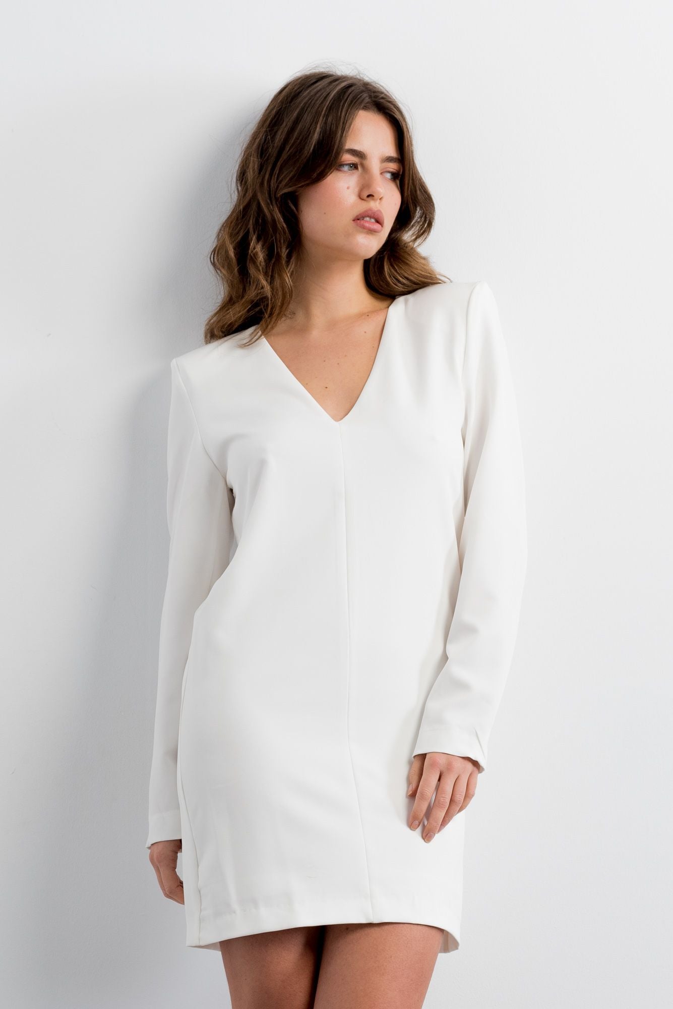 Vestido Cerimónia Curto Ombreiras Branco