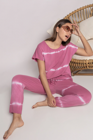 Conjunto Calças e T-Shirt Tie Dye Rosa Queen V