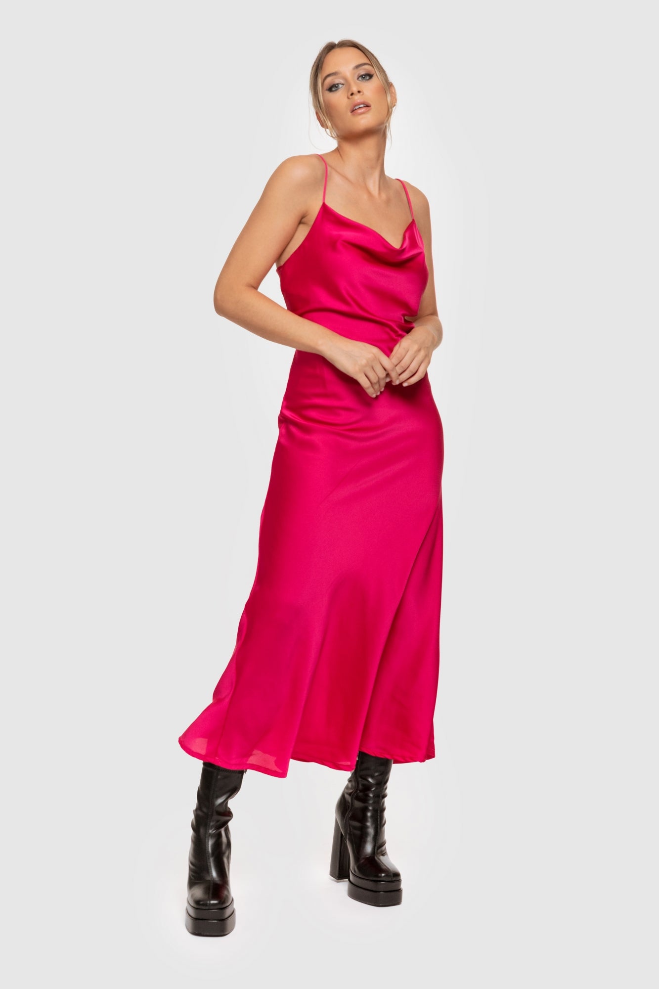 Vestido Cerimónia Acetinado Rosa